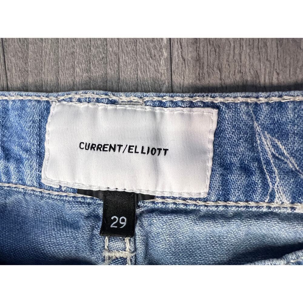 Current/Elliott Floral Print Jeans Women 29 Blue Straight Leg High Rise Designer - Picture 3 of 7